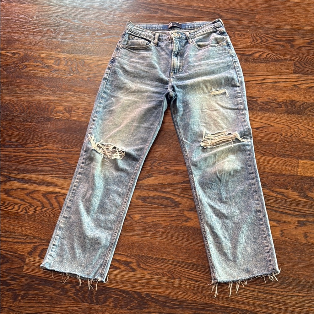 GAP Blue Straight Leg Jeans with Distressed Details - 90s loose